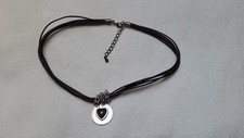 Damen Leder Halskette braun mit Anhänger Herz