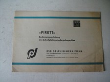 DDR RFT Bedienungsanleitung PIRETT transportabler ? Plattenspieler,1970