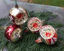 Antiker Ausgefallener Christbaumschmuck  Weihnachten rar 4 große Kugeln 25/126