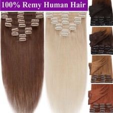 120g Clip In Remy Echthaar Extensions Haarverlängerung Dick Lang Glatt 8 Tressen