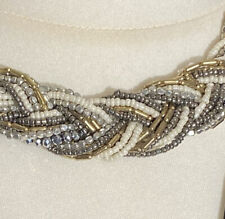 PIECES Statement-Kette XXL Collier gold-grau-silber geflochten edler Hingucker