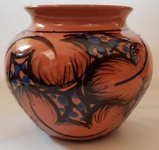 C & K Jugendstil Keramik Vase im Max Laeuger, Kandern Stil, Schlickermalerei