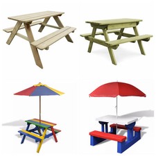 Kinder Picknicktisch Holzbank Tisch Sitzgarnitur Gartengarnitur Sitzgruppe Holz