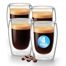 4 Stück doppelwandige Espresso Gläser Espressotassen 80 ml in Gastro-Qualität  