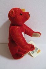 Historische Steiff Miniatur 1908 Teddy Bär ROT wie Alfonzo ID Knopf Fahne Schild