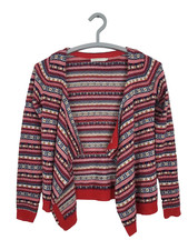 ONLY Strickjacke Gr. S Zipfeljacke Cardigan offen rot bunt Norwegermuster