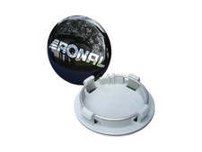 4x Ronal Nabenkappe 64 mm Schwarz + Chrom Schrift Typ: R10, R7, R42 NEU Original