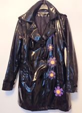 Damen Hoch Glanz PVC Franzeusische Regenmantel Regen Mantel Jacke 38 / S - M