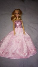 Barbie Kleid Prinzessin Ballkleid Brautkleid Rosa Herzchen Puppenkleidung #A