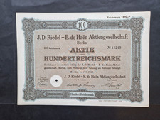 J.D. Riedel - E. de Haen AG 100 RM 1928 Berlin