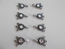 8 Miederhaken antiksilber mit Strass-Stein kristall