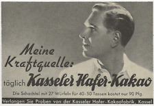 59/160  ANZEIGE AUS EINER ZEITUNG WERBUNG vor 1945 KASSELER HAFER KAKAO FABRIK
