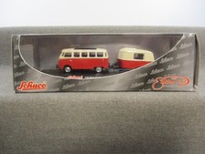 Schuco 1:87 21690 Modellauto VW Bus T1 Samba mit Wohnanhänger in OVP SC1