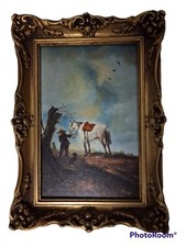 ÖLBILD BAUER MIT PFERD