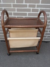 MIDCENTURY Zeitungsständer-Rattan Regale Auf Rollen 70's Design