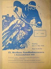 Rennprogramm 9. Meißner  Sandbahnrennen 1958, 1. Meisterschaftslauf 1958