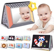 Aolso Baby Spiegel mit Knisterbuch, Spielzeug 0-9 Monate,Faltbarer ,Wahrnehmungs