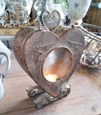 LATERNE HERZ ORIENT ANTIK NOSTALGIE STIL METALL 20cm HOCH LANDHAUSSTIL WINDLICHT