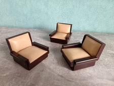 DDR Puppenmöbel 3 Stück Puppemsessel Polster Sessel Wohnzimmer Puppenstube