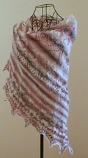 Großes Schultertuch "Rosa-Grau-Weiß" mit Angora, Handarbeit, UNIKAT