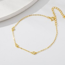 Vergoldetes 925 Silber Armband mit Zirkonia – 23 cm – Feststehender Anhänger