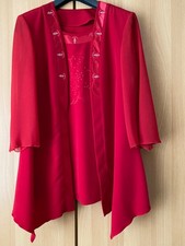 Festliches Blusen Set, 2 teilig in rot, Größe 44