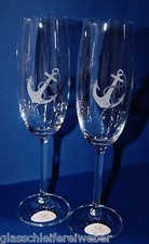  6 Sektgläser mit Anker Maritim Decoration ECHT HANDGESCHLIFFEN