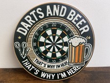 DARTS & BEER Bier Pils Werbeschild Vintage Retro 20cm BAR DEKO PARTY KELLER