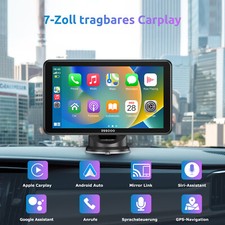 ESSGOO 7Zoll Tragbarer Touchscreen Wireless Apple Android Auto CarPlay Autoradio