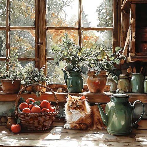 Wandbild katze fenster küche - fenster,