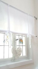 Gardine Raffrollo weiß Breite ab 80 cm-200 cm  Landhaus Shabby Rollo Raffgardine