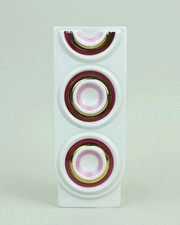 plankenhammer floss VASE weißes porzellan mit op art kreisdekor 1960er jahre