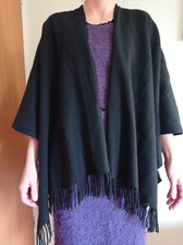 Cape poncho schwarz fransen - cape,