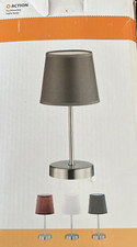 WOFI Tischleuchte Cesena grau E14 Nickel-matt Tischlampe Leuchte Tisch Lampe