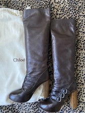 Chloè Lederstiefel Highheel Stiefel 41 Holz Echtleder