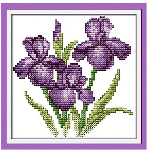 Lila blumen stickset diy - blumen,