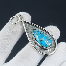Blau Kupfer Türkis Anhänger 925 Sterling Silber Handmade Edelstein Schmuck Gift