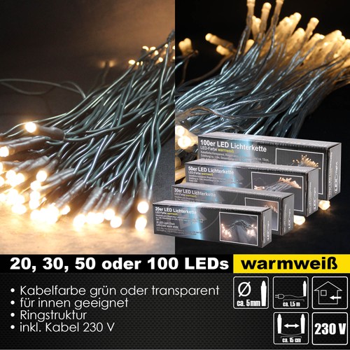 100 led lichterkette - 20/30/50/100,