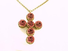 Rosa Templin  Kette  Rosenkreuz 42 cm lang  Anhänger 5 cm 