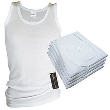 Herren Unterhemden DOPPELRIPP 4er Pack - weiß 100% Baumwolle Singlet Vest Hemd