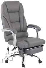 XL Echtleder Bürostuhl + Massagefunktion grau Chefsessel Drehstuhl stabil NEU