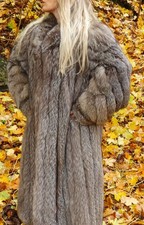 neu voluminös SILBERFUCHS FUCHS MANTEL lang Jacke Kristallfuchs PELZ fell 40 M