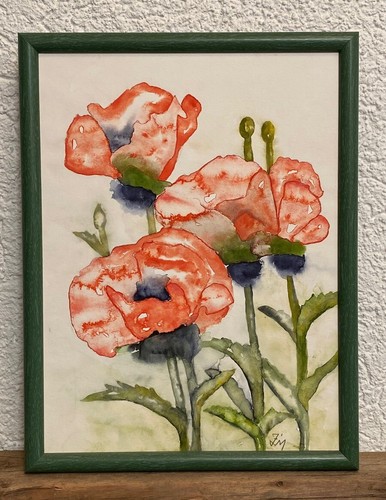 Mohn original aquarell - original,