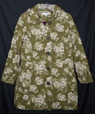 Mantel von BODEN in Gr. UK 12 oder 38 grün mit Blumen Kapuze Fleecefutter