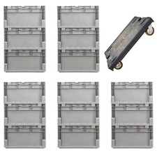 24x EuroBox  40x30x22 cm grau inkl. Transportroller Kunststoffbehälter Box Rolli