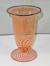Alte Fadenglas Vase - Orange -