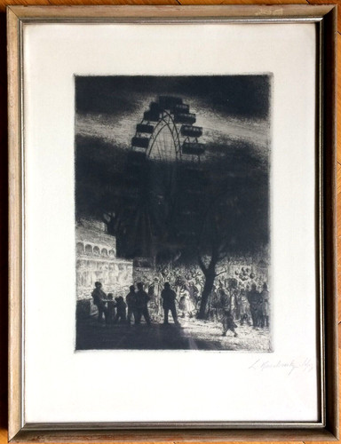 Radierung prater wien - wien, ,mit