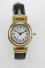Fossil Uhr Damen Schwarz Leder Gold Silber Edelstahl Wasserfest Weiß Quarz