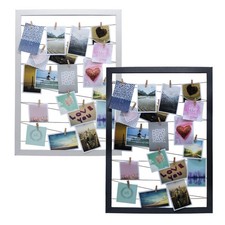 Foto Halter Bilder Rahmen - 2 Farben - Gummi Leine Seil mit 20 Klammern Clips