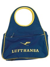 Lufthansa Damen Shopper Tasche Blau Groß Polyester Logo Print Reise